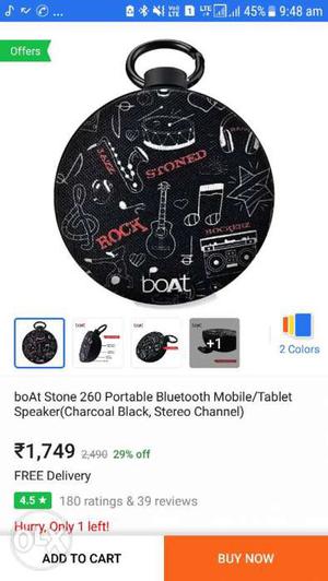 Black BoAT Stone 260 Portable Bluetooth Speaker