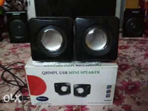 Black QHMPL USB Mini Speakers With Box