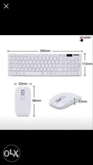Brand new White Wireless Keyboard And Mouse