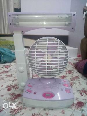 New White And Pink Floral Desk Fan emergeny light and lcd