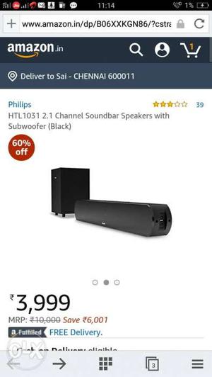 Phillips HTL  channel soundbar speakers and sub