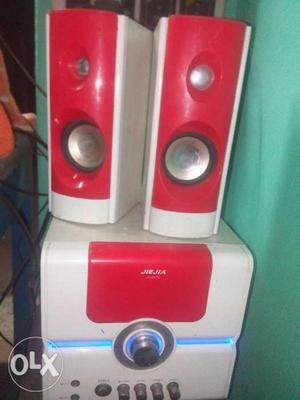 White And Red 2.1 Multimedia Speakers
