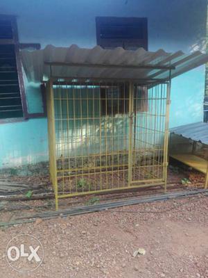 Yellow Metal Wire Pet Cage