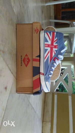 Blue-and-white Flag Of U.K. Mid-rise Sneakers With Box