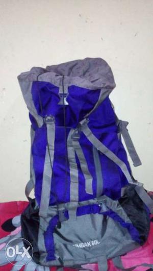Gray And Blue Hiking Backpack