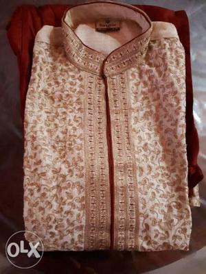 Manyavar Sherwani with Meroon colour pants & shawl