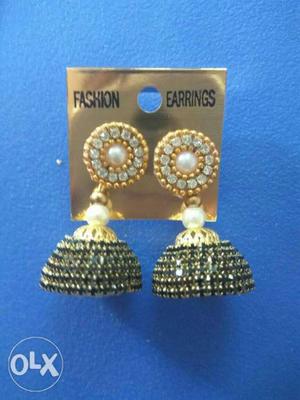 Pair Of Gold-colored Jhumkaz Earrings