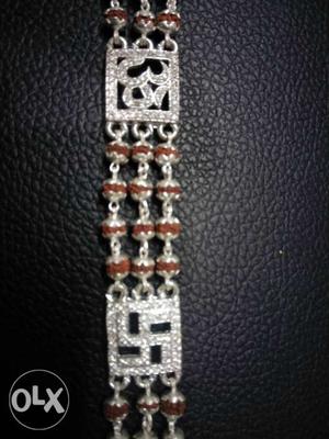 Silver Rudraksha Diamond Bracelet
