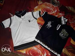 Two White And Black Polo Shirts. 5 to 8 years boys new t