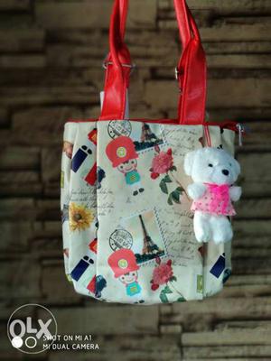 White, Pink, And Green Floral Tote Bag
