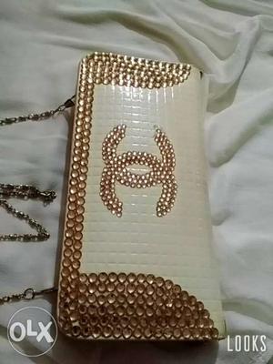 Whitee And Gold Chanel Wallet