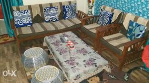 5 seater wooden sofa set with centre table in