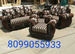 Brown And Black Couch And Armchairs 8o 99 o 