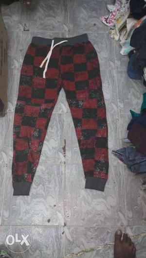 Brown And Red Checkered Pants