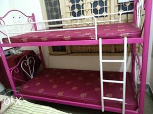 Pink And White Metal Bunk Bed Frame