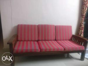 Red And Brown Striped Couch