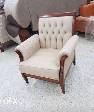 White Leather Padded Sofa Chair