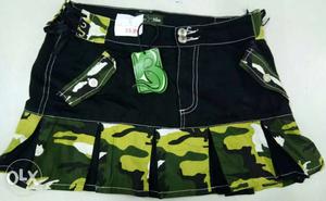 Black, Green, And White Camouflage Shorts