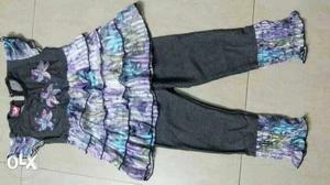 Girl's Black-and-purple Shirt And Pants Sweaters 24 size