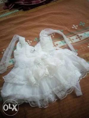 Girl's White Sheer Strap Mini Dress