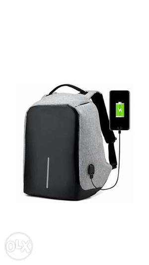 Gray And Black Anti-theft Backpack