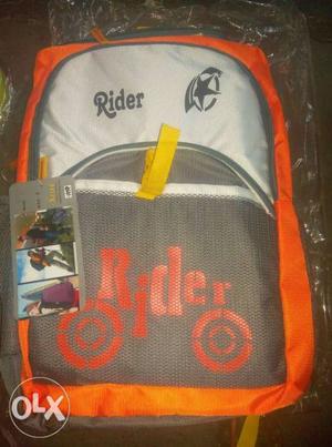 Gray And Orange Rider Backpack
