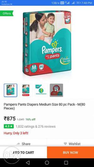 New Pampers and Mamy Poko Diapers Medium Size 80 Pc Pack at