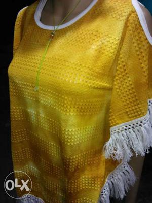 New Yellow and white pancho good quality material