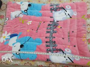 Pink And Blue Printed Textile