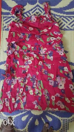 Pink floral frock for 5-6 years age group..