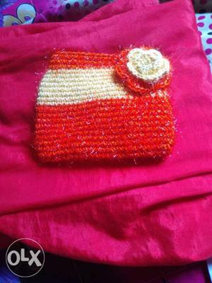 Red And White Knitted Headband