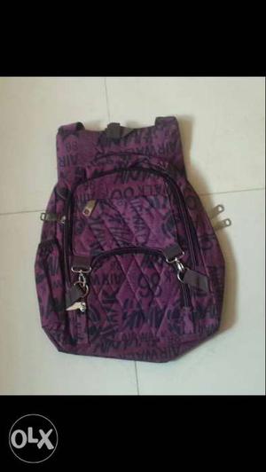 Women's Purple Printed Backpack