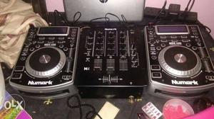 Black And Grey 2 newmark cdjs ndx400 and numark m4 mixer
