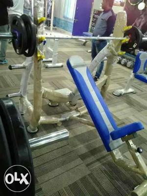 Blue And White Bench Press Gym Equipment