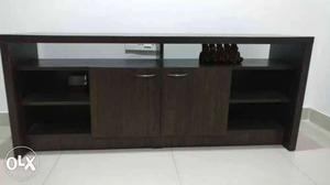 Brown Wooden TV Stand With Cabinet