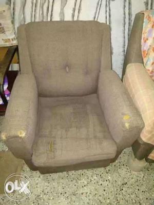 Gray Fabric Padded Sofa Chair