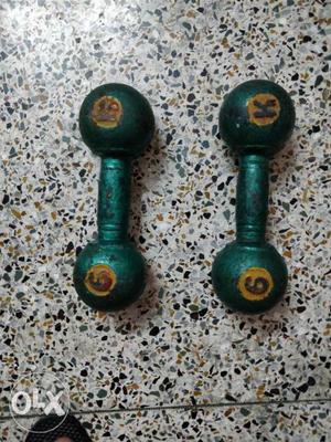 Pair Of 6 Green Fixed Weight Dumbbells