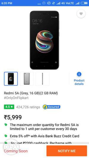 Redmi 5A  available seal pack 2/16