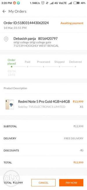 Redmi note5 pro. 4GB 64GB. YOU HAVE TO come