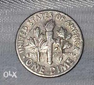 Round Silver-colored One Dime Coin