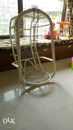 White Wicker Moon Chair