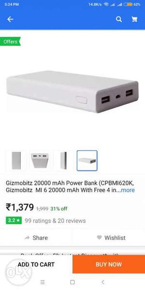 White Gizmobitz mAh Power Bank Collage Screenshot