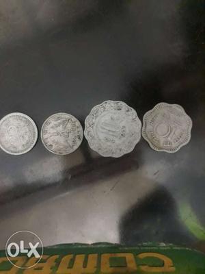 2 25 paise and 2 10paise coins(indian) for sale
