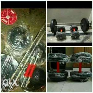 60 kg gym equipments dumbells and barbells