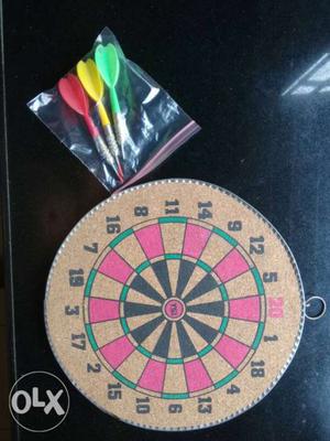 As good as new Wooden 12 inch dual Dart board with 3 darts