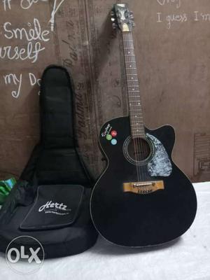 Black Cutaway Acoustic Guitar With Bag