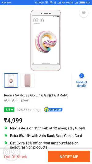 Mi Redmi 5a Gold 2gb 16 Gb Available