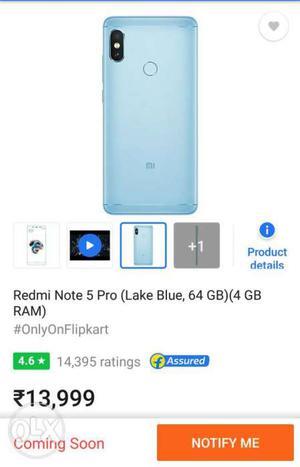 New Redmi Note 5 Pro Lake Blue 4gb Ram 64 Gb Rom