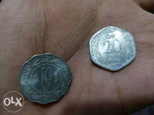 Old 20 and 30 paisa coin
