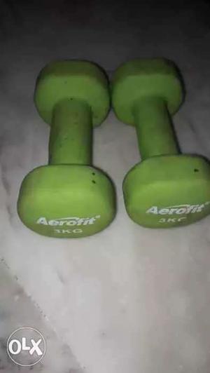 Pair Of Green Aerofit Dumbbells